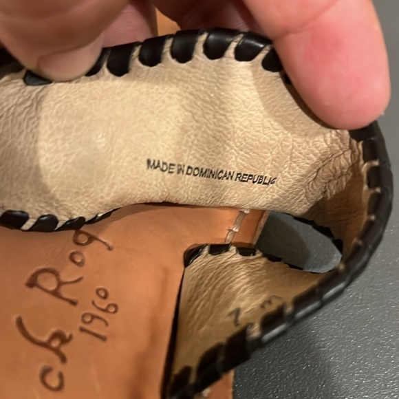 Jack Rogers Metallic Leather Navajo Sandals Black Silver Trim Sz 9 - Picture 10 of 10